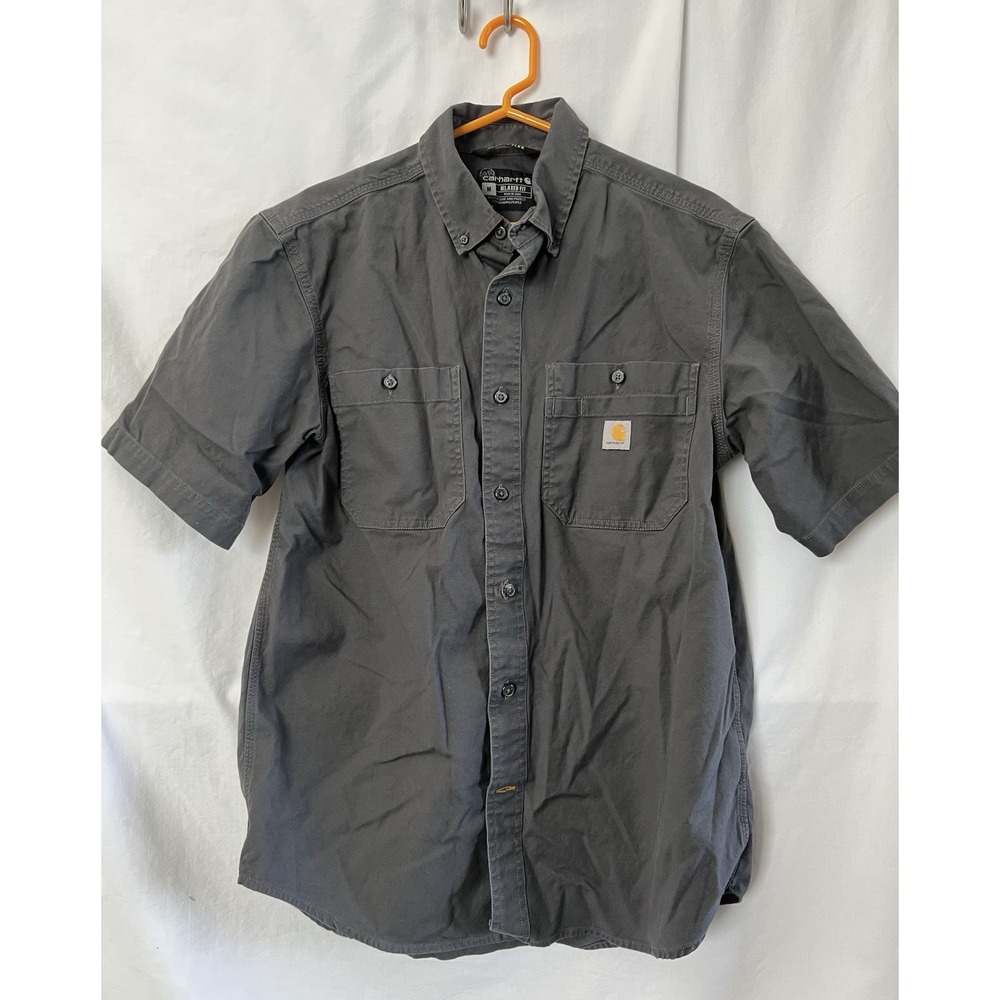 Carhartt Men's Relaxed Fit Work Shirt Size Med Gray Short Sleeve